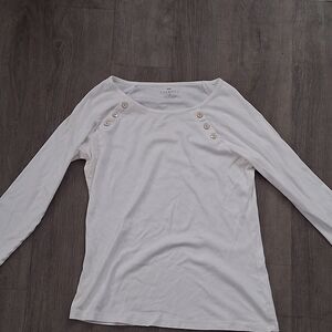 Women's White Long Sleeve Top